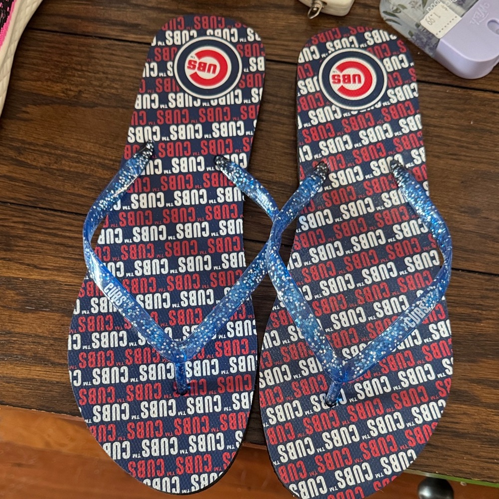 Blue Glitter Cubs Flip Flops